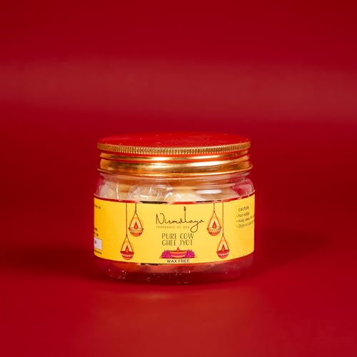 Image of Nirmalaya Premium Natural Ready to Use Pure Cow Ghee Jyot Diya Batti for Pooja | 35 Min Burn Time | with Real Rich Aroma | for Puja, Aarti, Festive, Home Fragrance | 100% Wax Free | 50 Battis Pieces