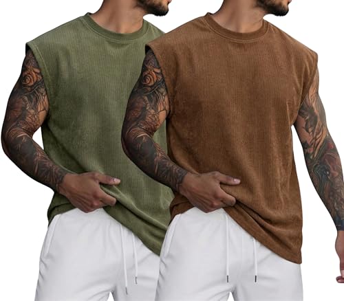Image of RodZen Mens Polyester Tank Tops Sleeveless Round Neck T-Shirt for Gym, Running and Outdoor