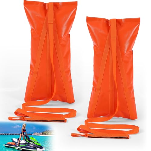 WinnerWhy 2 Pcs 20 L 2 in 1 Sand Anchor Bag PVC Compact Anchor Orange Floating Sand Anchor Bag for PWC Water Sports Kayak Paddle Board Watercraft Camping Hiking