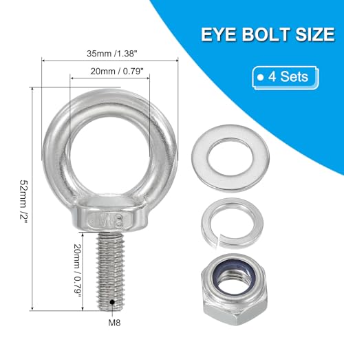 Tornillos de rosca M8 de acero inoxidable 304 para colgar objetos con seguridad 2