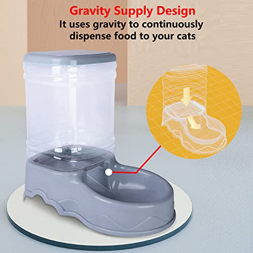 Makikuser Automatic Cat Feeders, 3.8L Cat Feeder Gravity Cat Food Dispenser With Clear Food Bottle And Easy-Grab Base For Dogs Cats Pets Animals (Gray) #TOP2