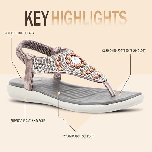 Image of Medifeet Elegance Beadwork Slingback Sandals for Women with Plush Cushion Footbed