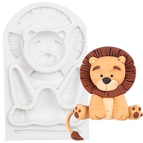 Löwe Silikonform, sitzendes Tier Epoxidharz Formen für Tortendeko, Kuchen Topper, Tortenaufsatz, Fondant, Schokolade, Süßigkeiten, Party, Geburtstag, 1 Stück, Fertighöhe:7.61cm Cover