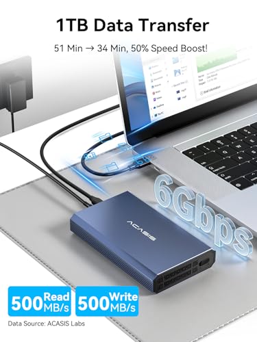Image of ACASIS 6Gbps Hard Drive Enclosure for 3.5 /2.5 Inch SATA SSD HDD Aluminum USB C HDD Enclosure Up to 30TB, 3.5 Hard Drive Enclosure Compatible MacBookPro /Air /WD Seagate Samsung / PS4