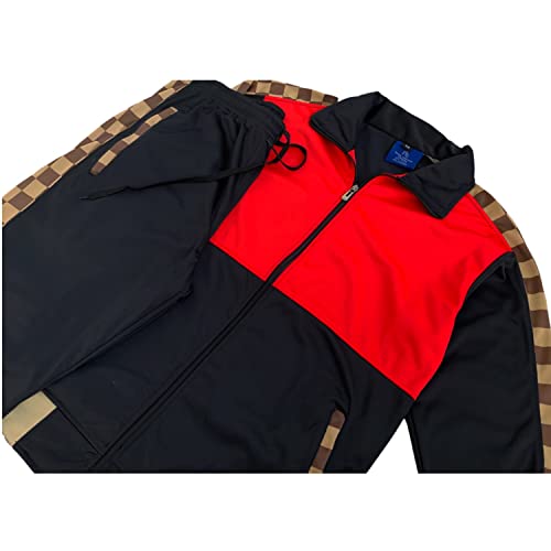 Men’s Tracksuit Checker Boxed Track jacket & Track pants Full Suit Matching Jogging Set2