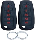 RUNZUIE 2pcs 5 Buttons Silicone Smart Key Fob Cover Compatible with 2021 2020 2019 2018 Ford Mustang...