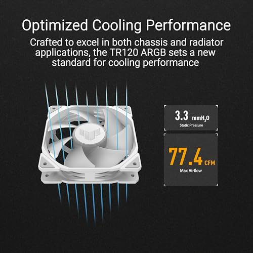 Image of ASUS TUF Gaming TR120 120mm ARGB White Fan Triple Pack 28mm Fan Frame, 3.3mm H2O high Static Pressure, 77.4 CFM Airflow, Double-Layer LED Array, Aura sync, PWM, 2 Year Warranty