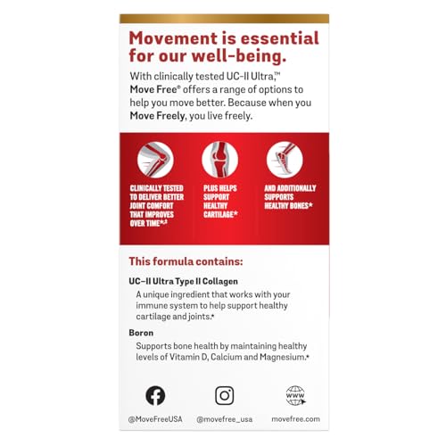 Image of Move Free Ultra Triple Action Joint Support Supplement - Type II Collagen Boron & Hyaluronic Acid - Supports Joint Comfort, Cartiliage & Bones in 1 Tiny Pill Per Day, 30 Tablets (30 servings)*