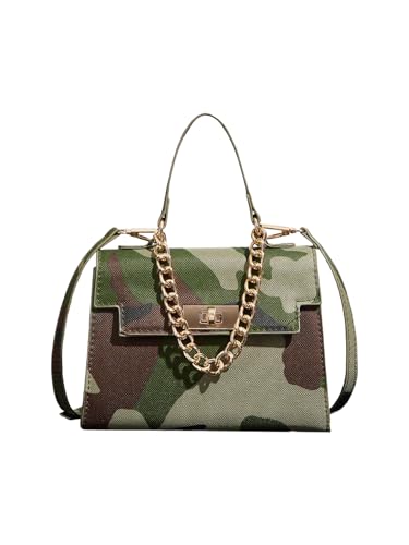 Image of RoseSeek Women's Camo Flap Square Bags Chain Strap Top Handle Satchel Crossbody Bag