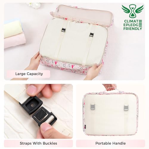 Image of BAGAIL 8 Set Packing Cubes Luggage Packing Organizers for Travel Accessories-Pink Flamingo