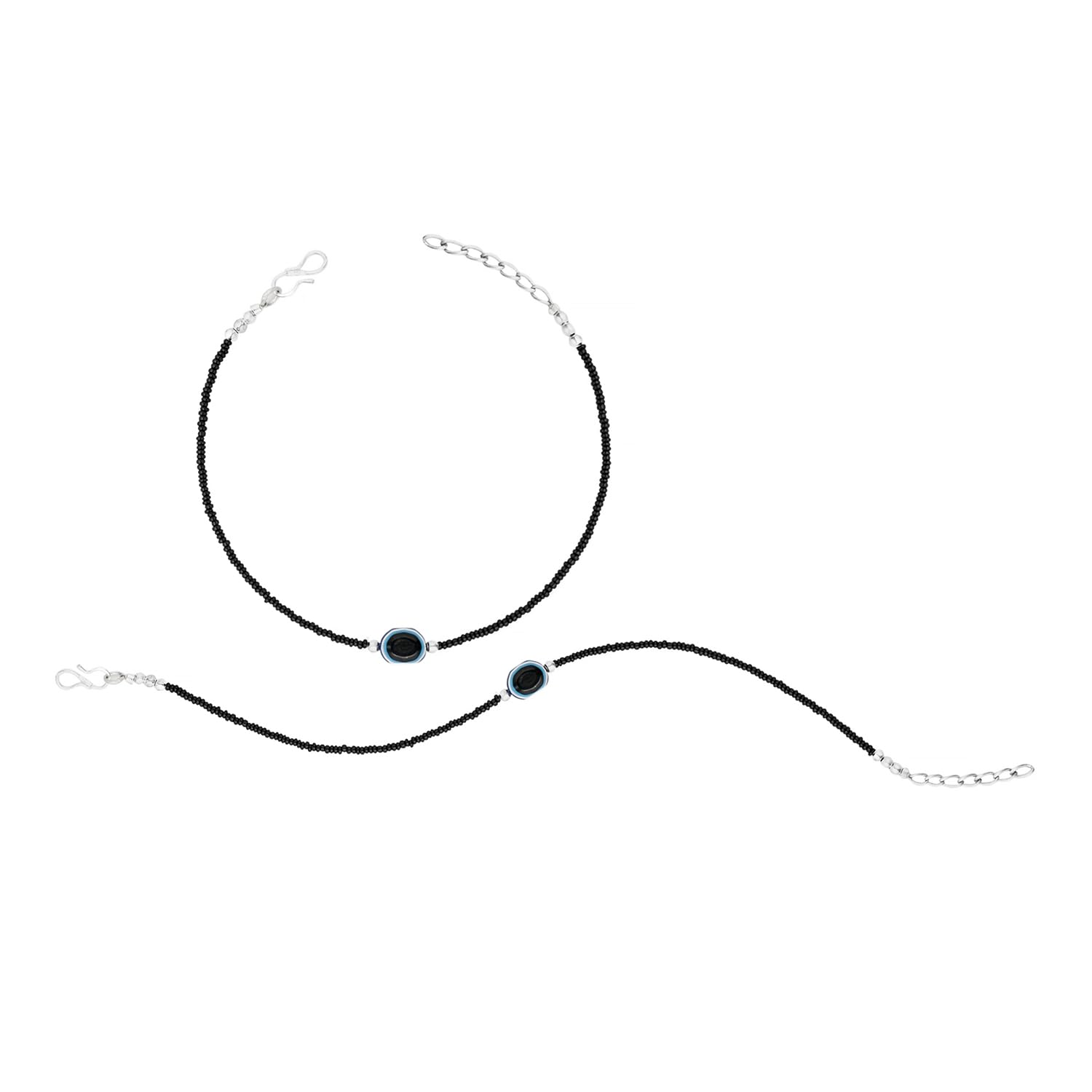 Tied Roots Elegant Evil Eye Black Beads Anklet for Women - Pack of 2 (B0D6MSXPD1) Amazon Price History, Amazon Price Tracker