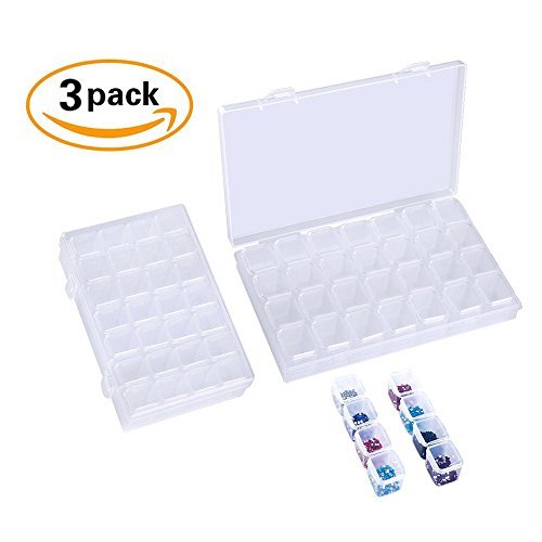 28 Slots Diamond Embroidery Box Diamond Painting Accessory boxes Case , Nail Art Storage Box 3 Pack