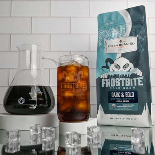 Image of Fresh Roasted Coffee, Organic Dark & Bold Frostbite Cold Brew Whole Bean Coffee, Dark Roast, USDA Organic, Kosher, 2 lb (32 oz)