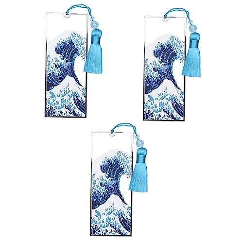 Marque page artistique vague accessoire de lecture élégant bleu au fini soigné UKCOCO