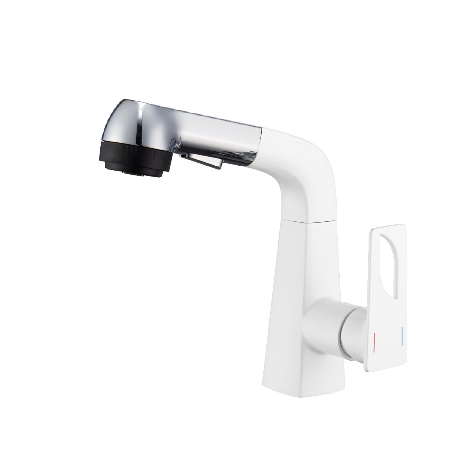 Fanjubei Bright Moon Silver Bathroom Sink Pull-Out Adjustable Faucet,