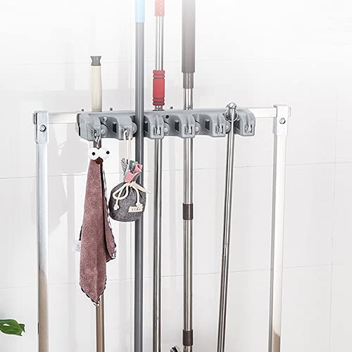 Supporto per scopa e mocio, da pavimento, in acciaio inox, per cucina, garage, giardino