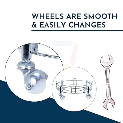 Dryingwell Premium Stainless LPG Gas Cylinder Stand Trolley with Strong metel Wheels Standard Size (White) (1pc) 1