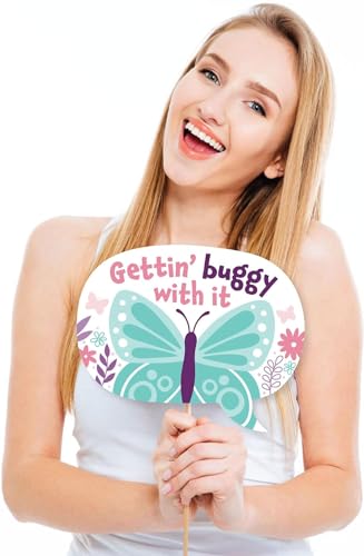 Image of Rozi Decoration Butterfly Theme Photo Booth Props for Girls Birthday Decorations, Baby Shower Party Decor, Butterfly Props for Baby Girl Pack of 10 Pcs