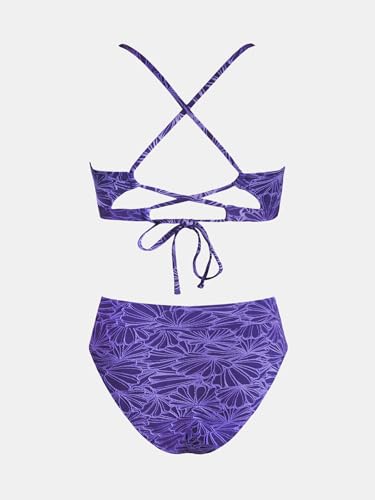 Image of CUPSHE Bikini Set for Women Bathing Suit High Waisted Scalloped V Neck Two Pieces Swimsuit