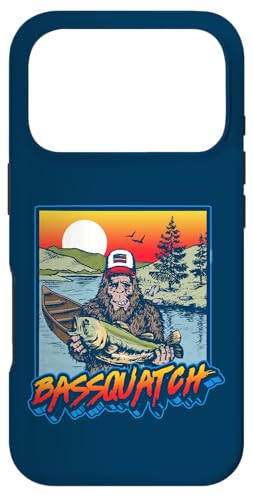 Bassquatch! Funny Bass Fishing Sasquatch Retro 80s Fisherman X}zP[X iPhone 17 Pro p