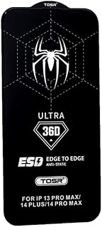 Spider 9H Anti Static Full Coverage Tempered Glass Screen Protector With 3D Black Edge And Scratch Resistant Fits Iphone 13 Pro Max /14 Plus /14 Pro Max Transparent