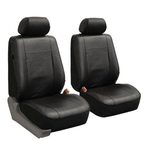 FH-PU002-1114 Classic Exquisite Leather Car Seat Covers, Airbag compatible and Split Bench, Solid Black color