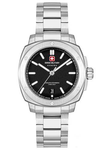Swiss Military Hanowa Montre à quartz Sirius 10 ATM, argent/noir, onesize, Bracelet