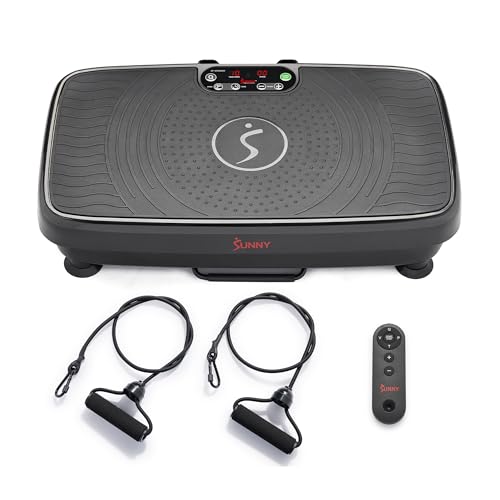 Sunny Health & Fitness Fitboard 2D Vibration Platform Full-Body Vibration Plate with Preset Programs & Resistance Bands