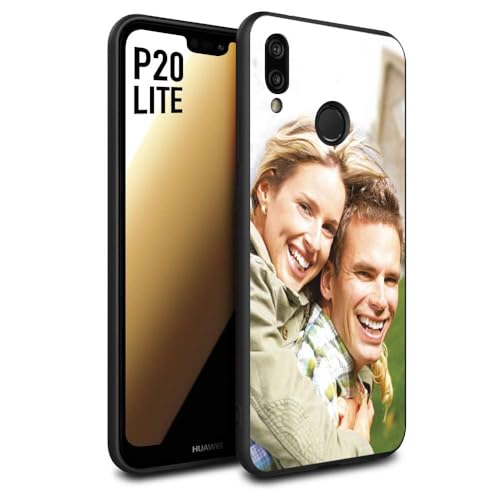 CUSTOMIZZA - Custodia cover nera morbida in tpu compatibile per Huawei P20 LITE personalizzata con foto immagine scritta a piacere