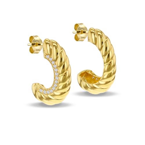 Boucles d'oreilles créoles torsadées en argent et CZ, le cadeau idéal pour marquer un moment unique