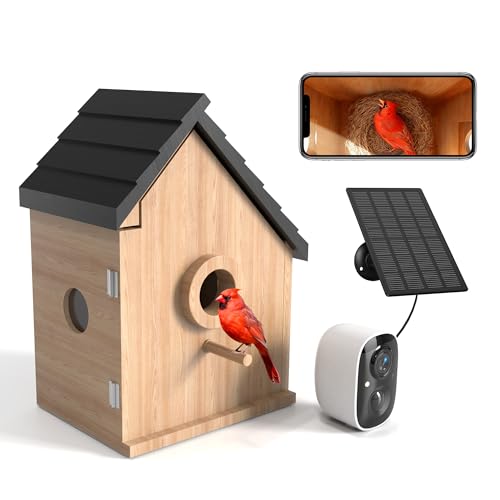 Bird Houses for Outside with Camera Solar Powered: 2K HD Video Smart Bird Feeder for Outdoors Nesting Box with Motion Detection Weatherproof Easy Birdwatching for for BirdLovers