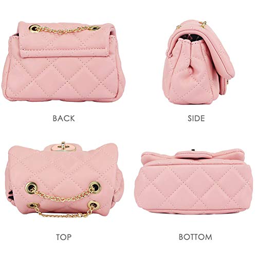 Image of CMK Trendy Kids Glitter Toddler Purse for Girls Sparkly Quilted Little Girl Purses (Lambskin pink), mini