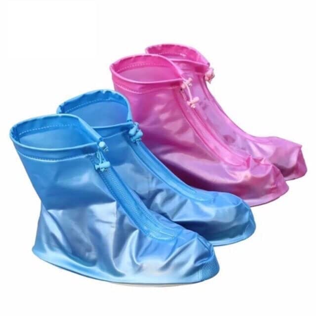 SHOPOBOX Solid Colored Reusable Waterproof Shiny Thick PVC Zipper Shoe Cover with Adjustable Non-Slip Silicone Sole Boot Protection from Rain Wear-Resistant Portable for Men & Women (Pack of 2) (B0CMZNBGCC) Amazon Price History, Amazon Price Tracker