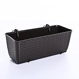 UV-beständig, Blumenkasten Balkonkasten Blumentopf Rattan Optik Ratolla mit Halterungen Untersetzer 2 Größen 4 Farben von rg-vertrieb (500 Umbra)