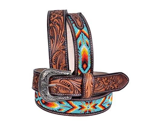 Western Beaded Genuine Leather Belt For Men and Women 30HQ114