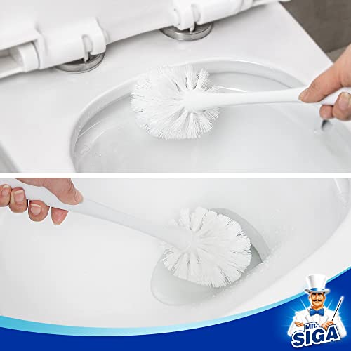 Image of MR.SIGA Toilet Plunger and Brush Combo for Toilet Cleaning, White, 2 Set | Heavy duty toilet brush and plunger set, toilet bowl brush and plunger with holder
