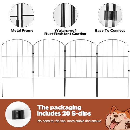 10 Stück Gartenzaun,60 m (H) x 3,3m (L) Metall Zaunelementen Gartenzäune Dekorative,Metallbordüre für den Garten, Klappzaun, Landschaftszaun für Blumenbeet, Bäume, Tierbarriere