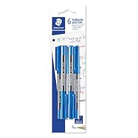 Staedtler Medium Stick 430 Ballpoint Pen, Blue, Pack of 6