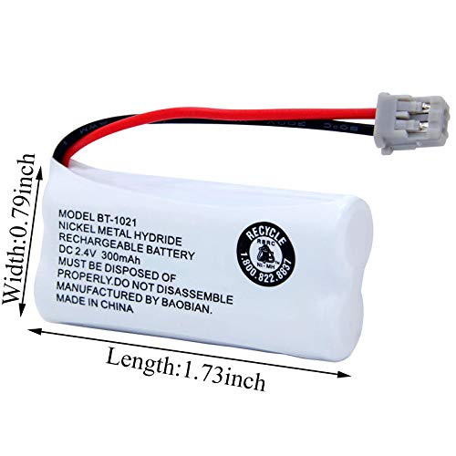 Baobian BB021021 Bt-1021 Bbtg0798001 Rechargeable Battery Replacement Compatible With Uniden Cordless Handset Telephones Model Bt1021 Bt-1008 Bt-1016 2.4V Ni-Mh 2 Pack thumb #1