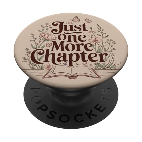 Just One More Chapter Book Lover Bookish Reading Beige PopSockets PopGrip Adhesivo