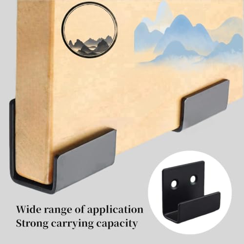 Image of TileDisplay Wall Hanger, 8 Pcs Stainless Steel Wall Mount Brackets Hook, Heavy Duty Tile Hanger for Mirrors, Picture Frame Ceramic Wall Display (Black Inner Width 10mm /0.39 inch)