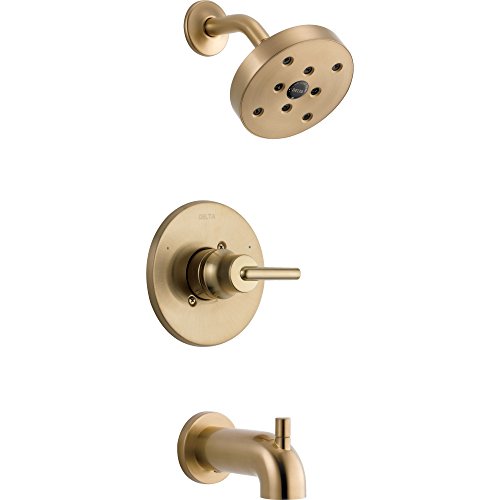 Delta Faucet Trinsic 14 Series Single-Function Tub and Shower Trim Kit with Single-Spray H2Okinetic Shower Head, Champagne Bronze T14459-CZ (Valve Not Included)