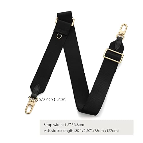 Image of Multi Pochette Accessories Replacement Strap Adjustable Crossbody Wide Cavas Luggage Strap for Shoulder Bags Multi Purpose Strap (Black with Black Leather)
