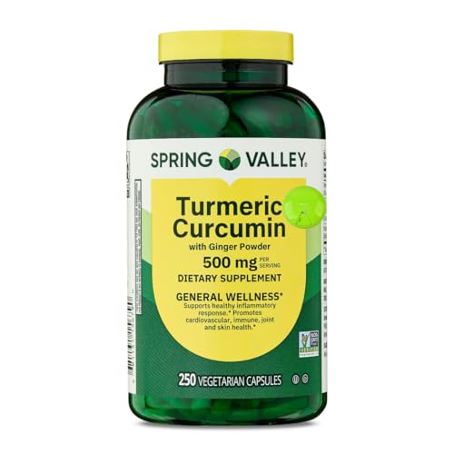 SUREFECT Spring Valley Turmeric Curcumin with Ginger - 250 Vegetarian Capsules 500mg Serving Organizer