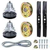 AKM 42インチ 芝刈り機デッキリビルドキット クラフトマンLT2000カブカデットトロイビルトLTX1040 LTX1042 RZT-42、スピンドル2枚918-04822 2ブレード742-04308 2アイドラー756-04129 1 ベルト 75 4-04060