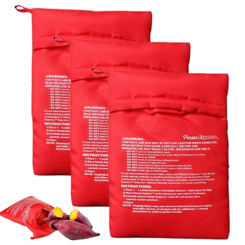 3 Piezas Bolsa Patatas Microondas,Bolsa de Cocina Patatas Bolsa de Papas para Microondas Bolsa Asar Patatas, Asadas Lavable y Reutilizable Potato Express Bag Microwave