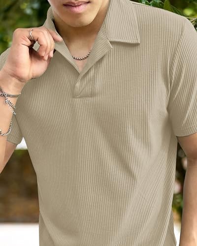 Image of I ENTERPRISE Cotton Blend Regular Fit Round Spread Collar Solid Short Sleeve T-Shirt for Men & Boys