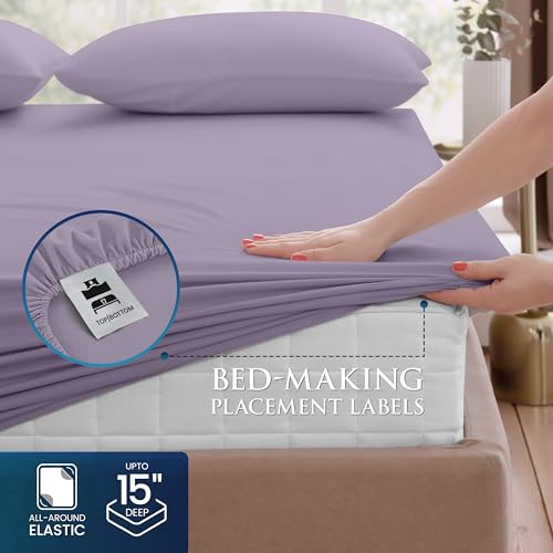Image of Utopia Bedding Queen Sheet Set, Soft Microfiber 4 Piece Bed Sheets with 15 inch Deep Pocket - Easy Care Brushed Microfiber (Queen, Lavender)
