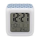 camere da letto classiche contemporanee prezzi Luce soffusa: la classica sveglia con stampa blu con luce notturna emette 7 colori LED morbidi per alleviare lo stress e aiutare con il sonno. Ideale come orologio da comodino per camera da letto o orologio digitale per camera da letto con luce ambientale, soprattutto per chi ha bisogno di una sveglia con luce di notte