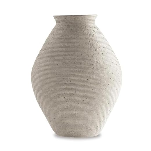 Signature Design by Ashley Hannela 17" Modern Distressed Polyresin Vase, Antique Tan